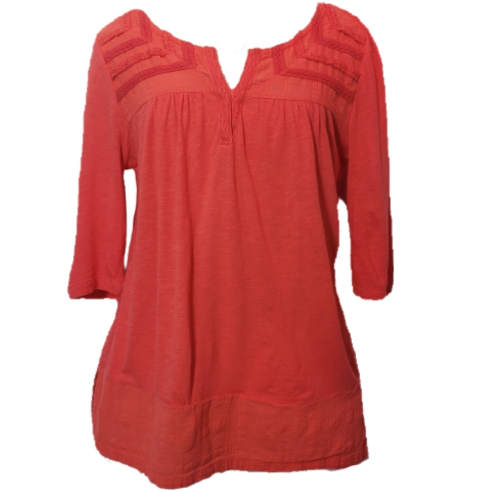 Lucky Brand Boho tunic top lightweight notch scoop